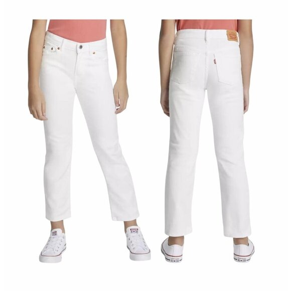 ❤️❤️❤️High Rise Straight Ankle Big Girls Jeans Youth Sz 16 White Stretch Modern - Picture 1 of 7